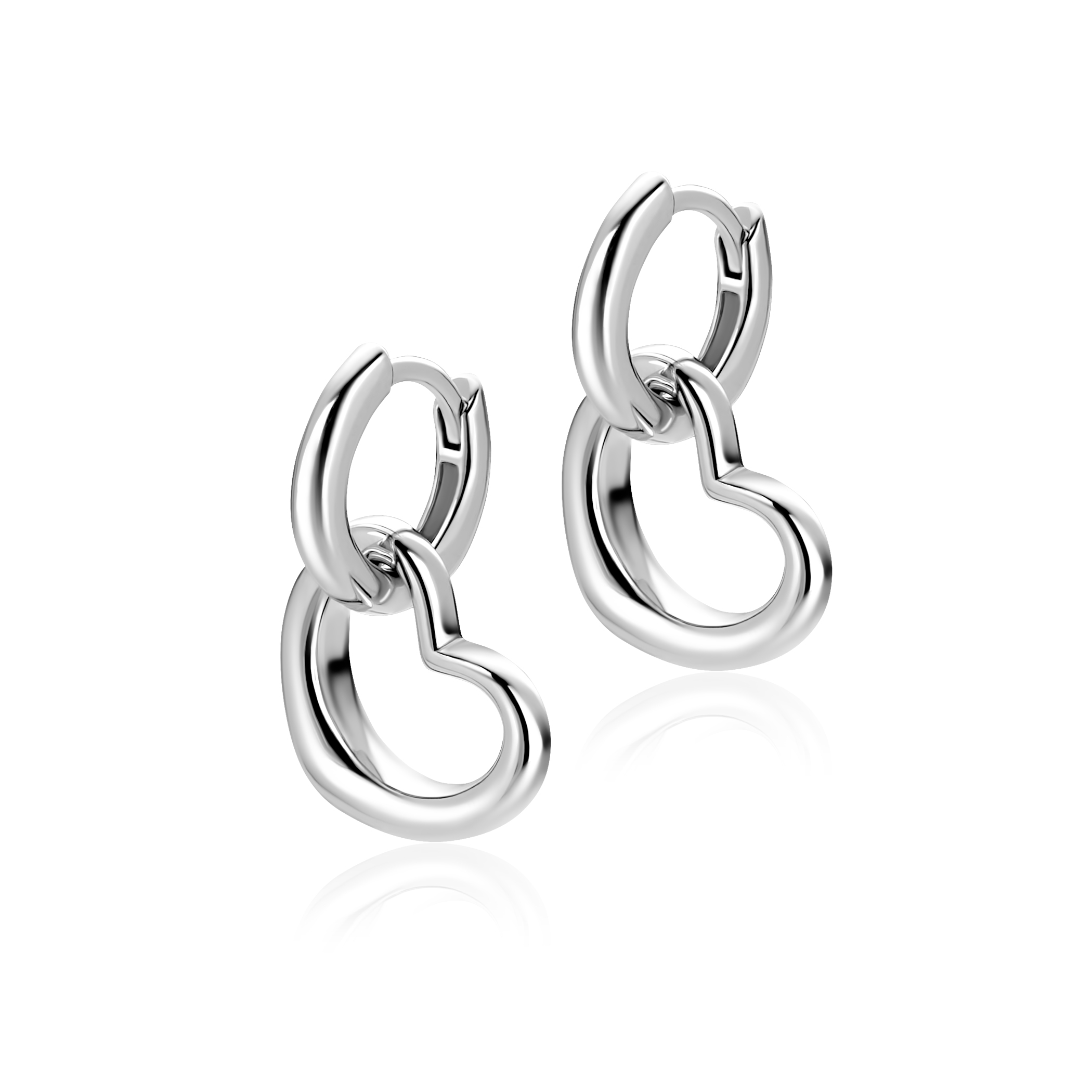 14mm ZINZI zilveren oorbedels open hartvorm ZICH2718 (zonder oorringen)