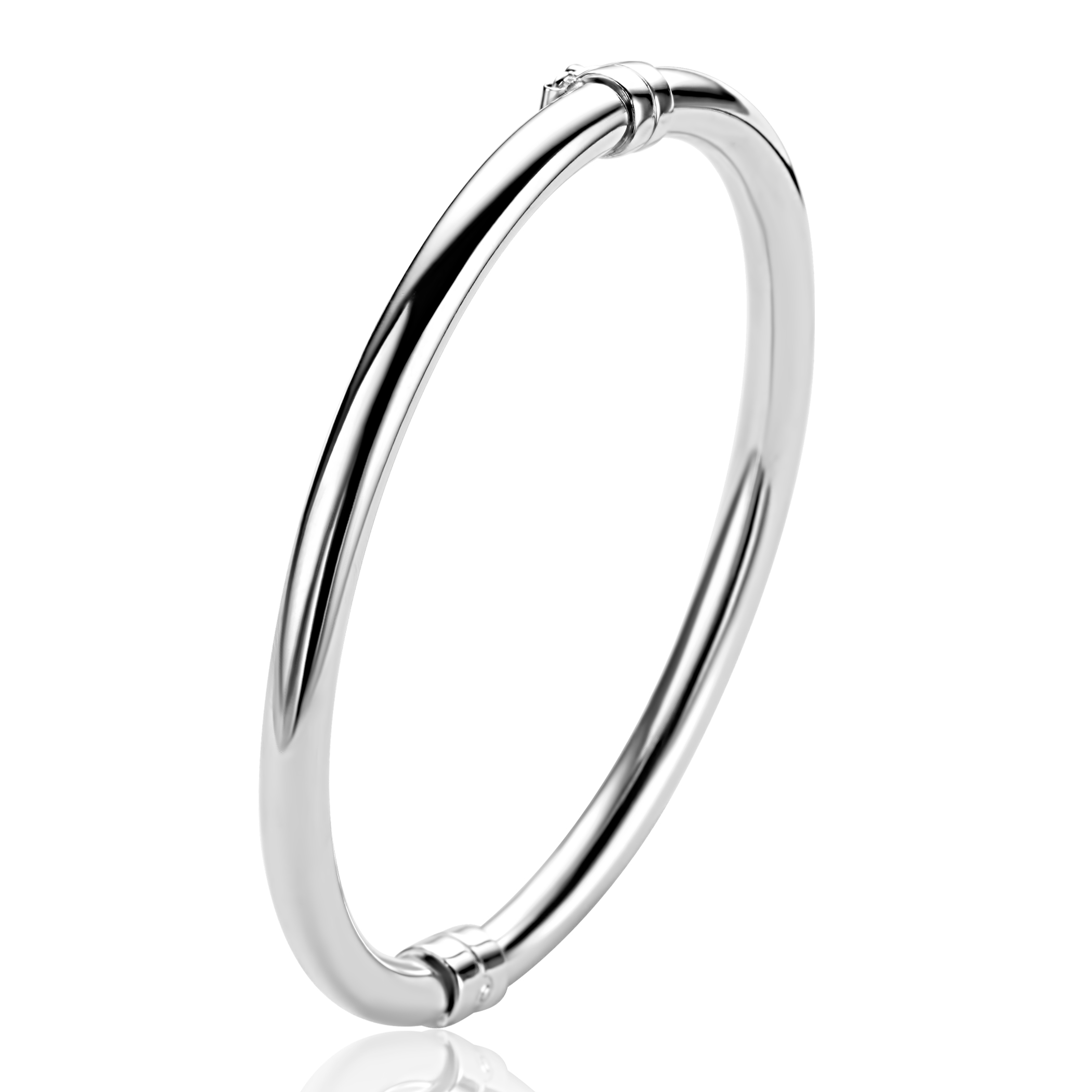 ZINZI zilveren bangle armband glad 5mm ronde buis en luxe scharniersluiting ZIA2754