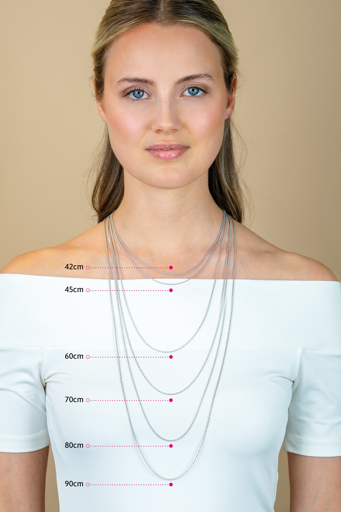 80cm ZINZI zilveren bolletjes ketting. 0,9mm breed ZILC-B80