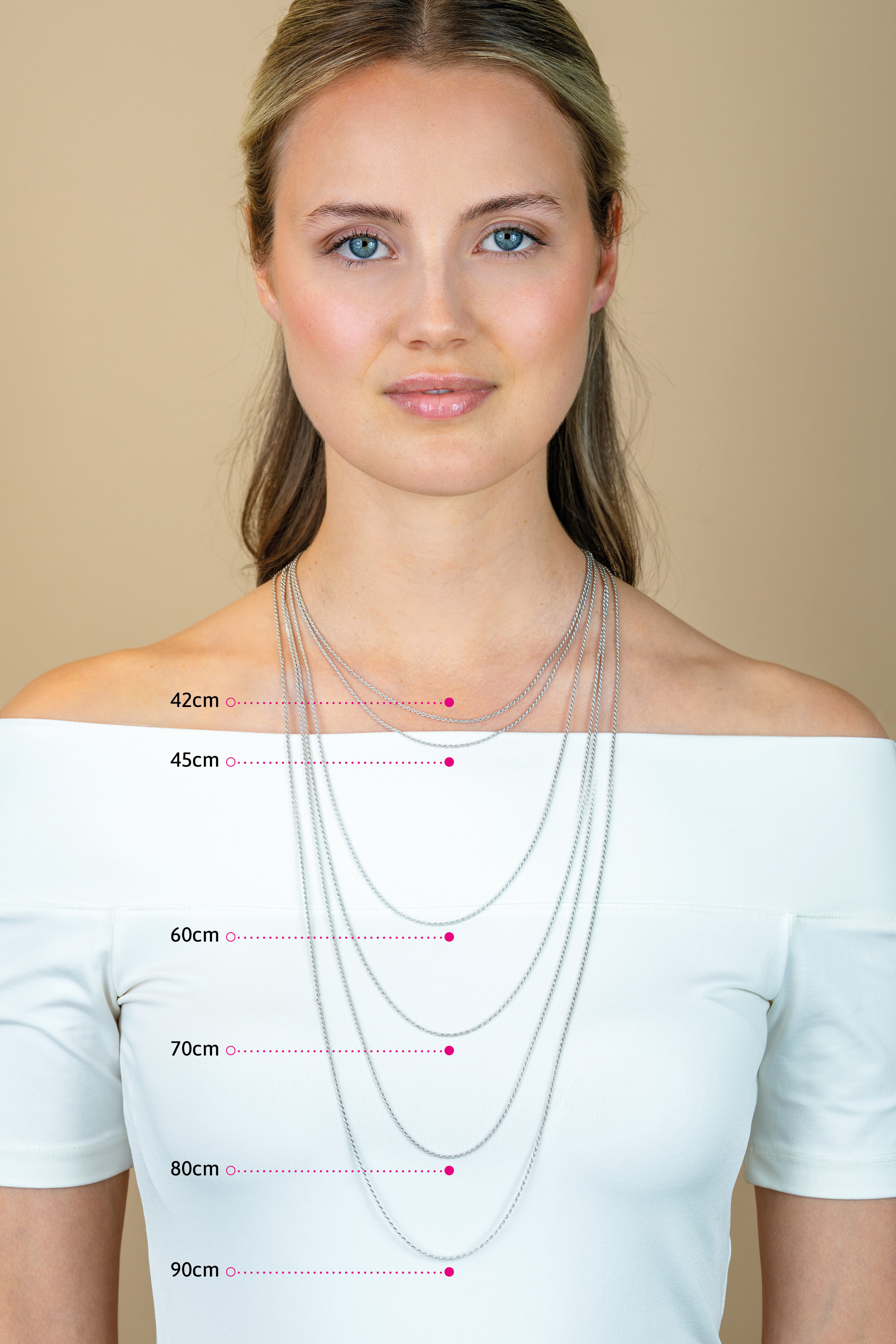 70cm ZINZI zilveren bolletjes ketting, 0,9mm breed. ZILC-B70