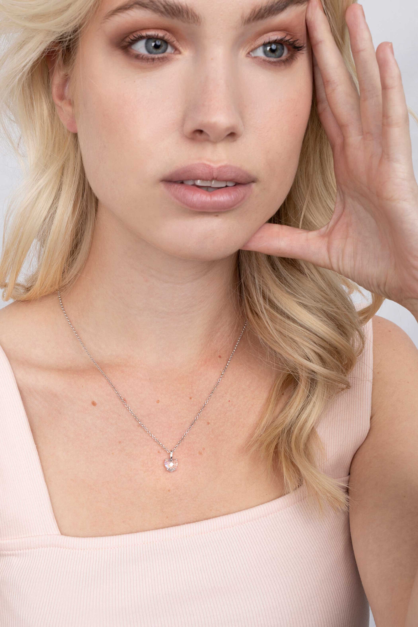 ZINZI zilveren hanger hartje wit ZIH2071 (zonder collier)