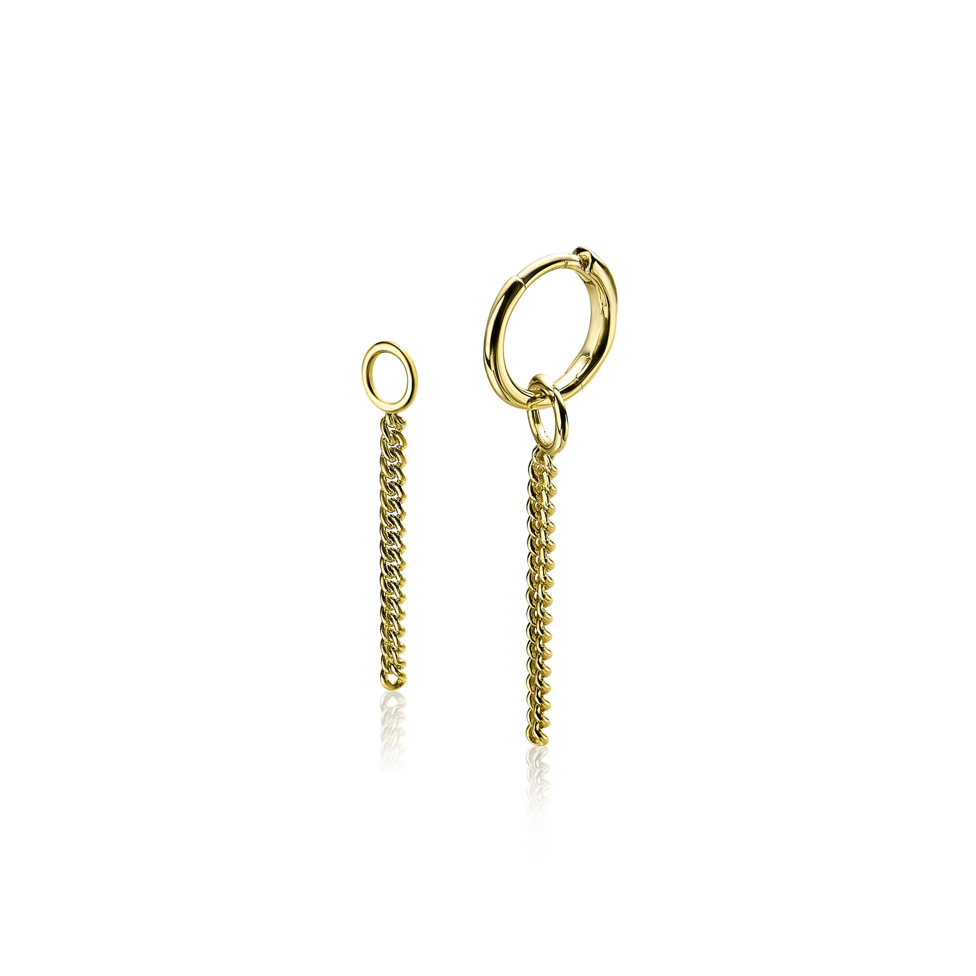 ZINZI zilveren oorbedels geel verguld gourmet ketting 30mm ZICH1694G (zonder oorringen)