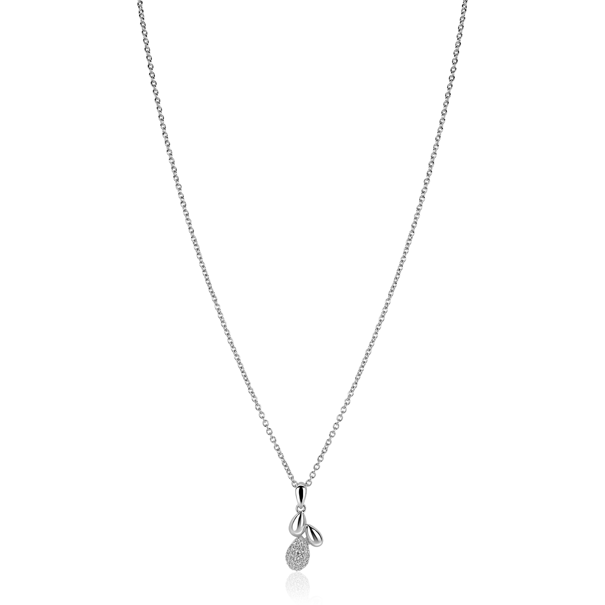 ZINZI zilveren ketting 42-45cm  met hanger met drie druppelvormen ZIC2746