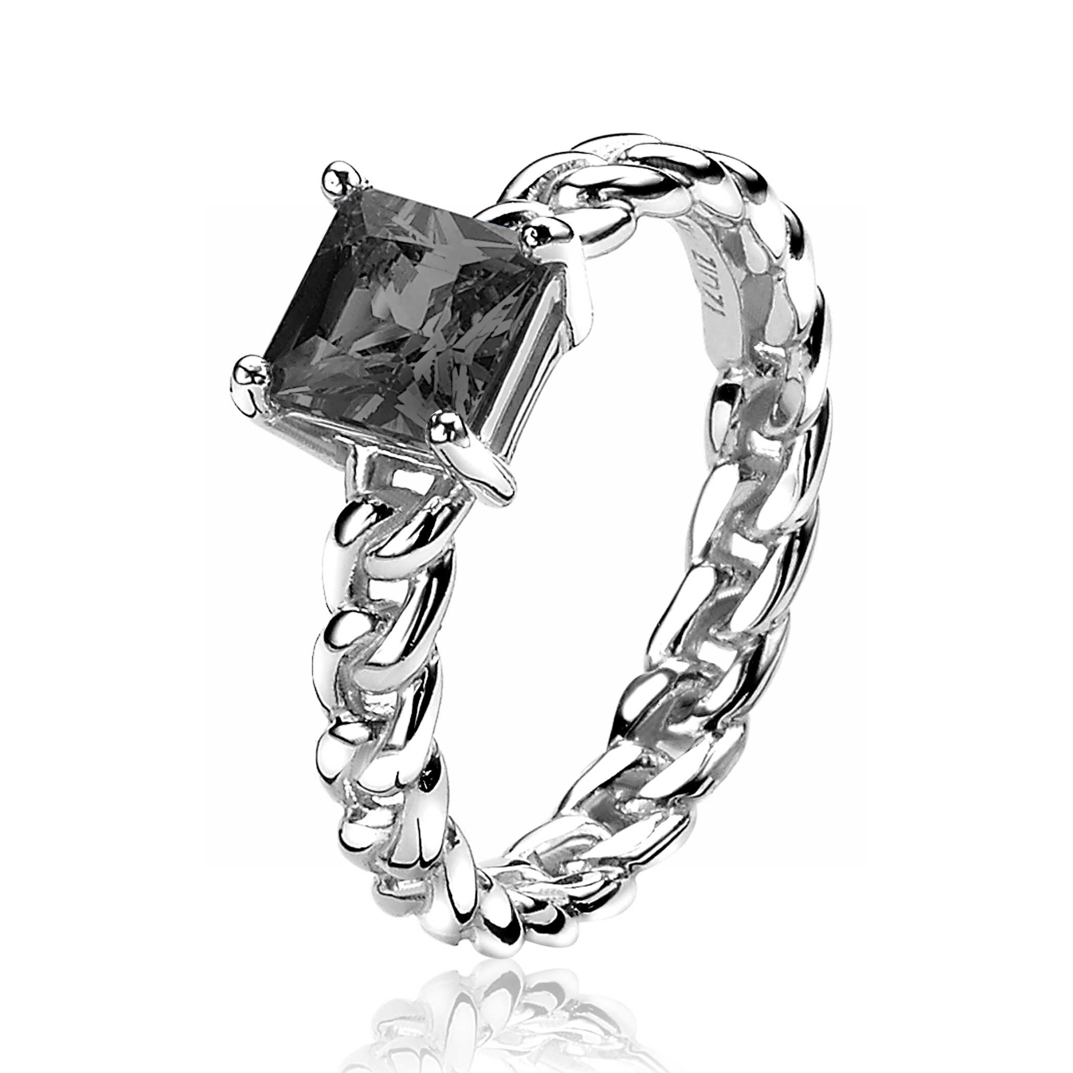 ZINZI zilveren ring gourmet grijs ZIR1163ZC