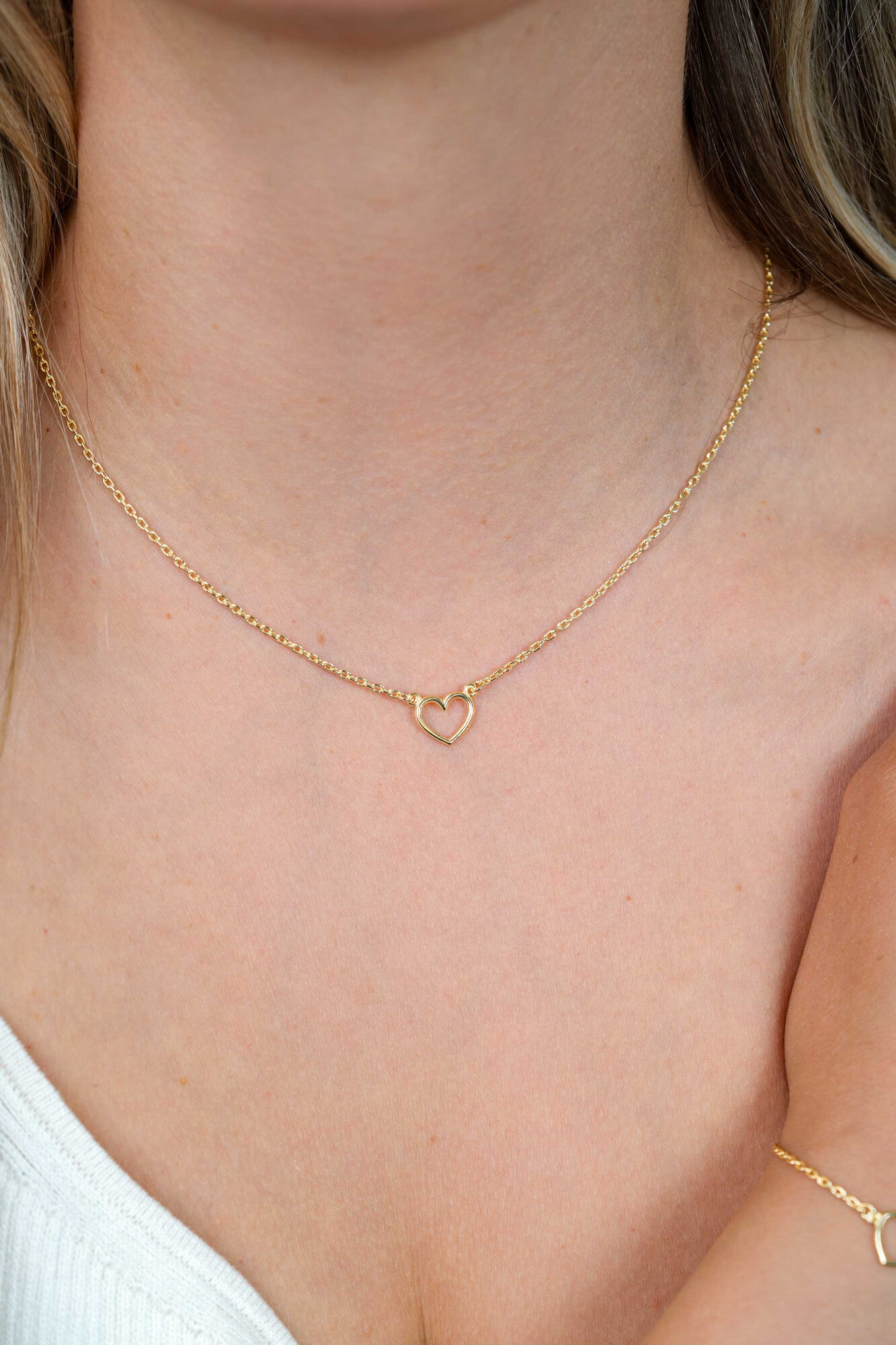 ZINZI zilveren ketting geel verguld open hartje 40-43cm ZIC1420G