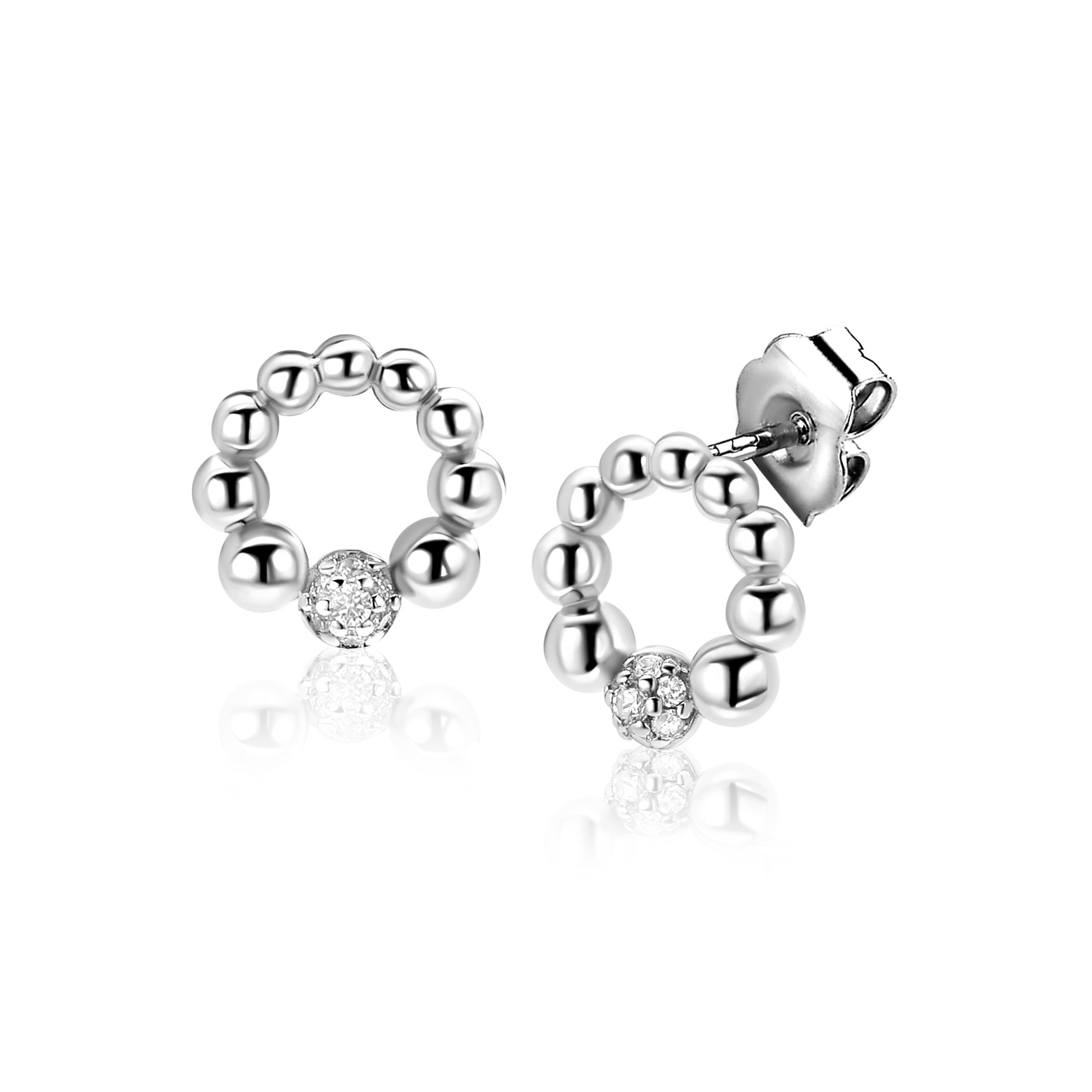 8mm ZINZI zilveren oorstekers in bolletjesvorm met een sprankelend zirkonia-bolletje ZIO2817