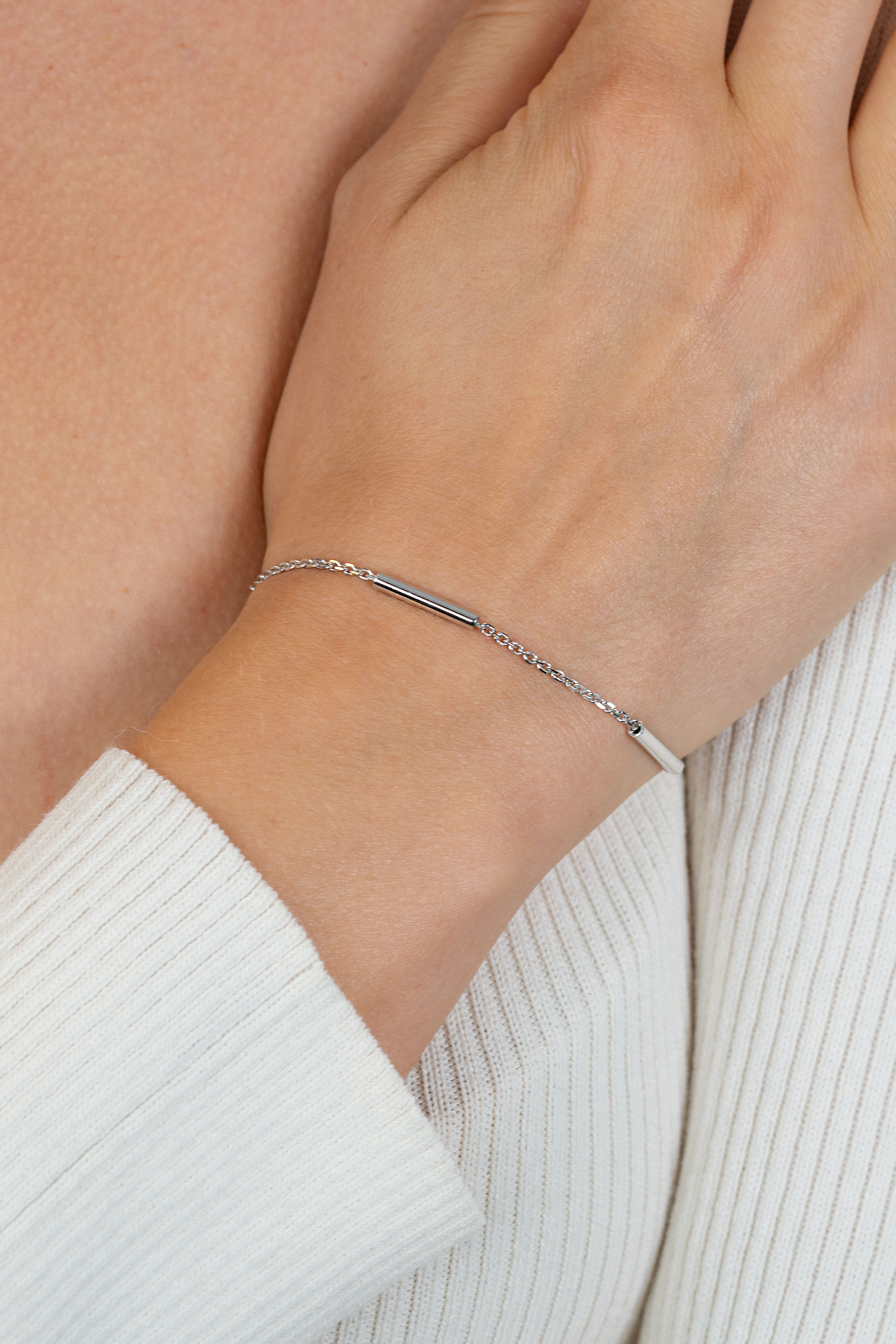 ZINZI zilveren schakelarmband met drie gladde ronde staafjes ZIA2800