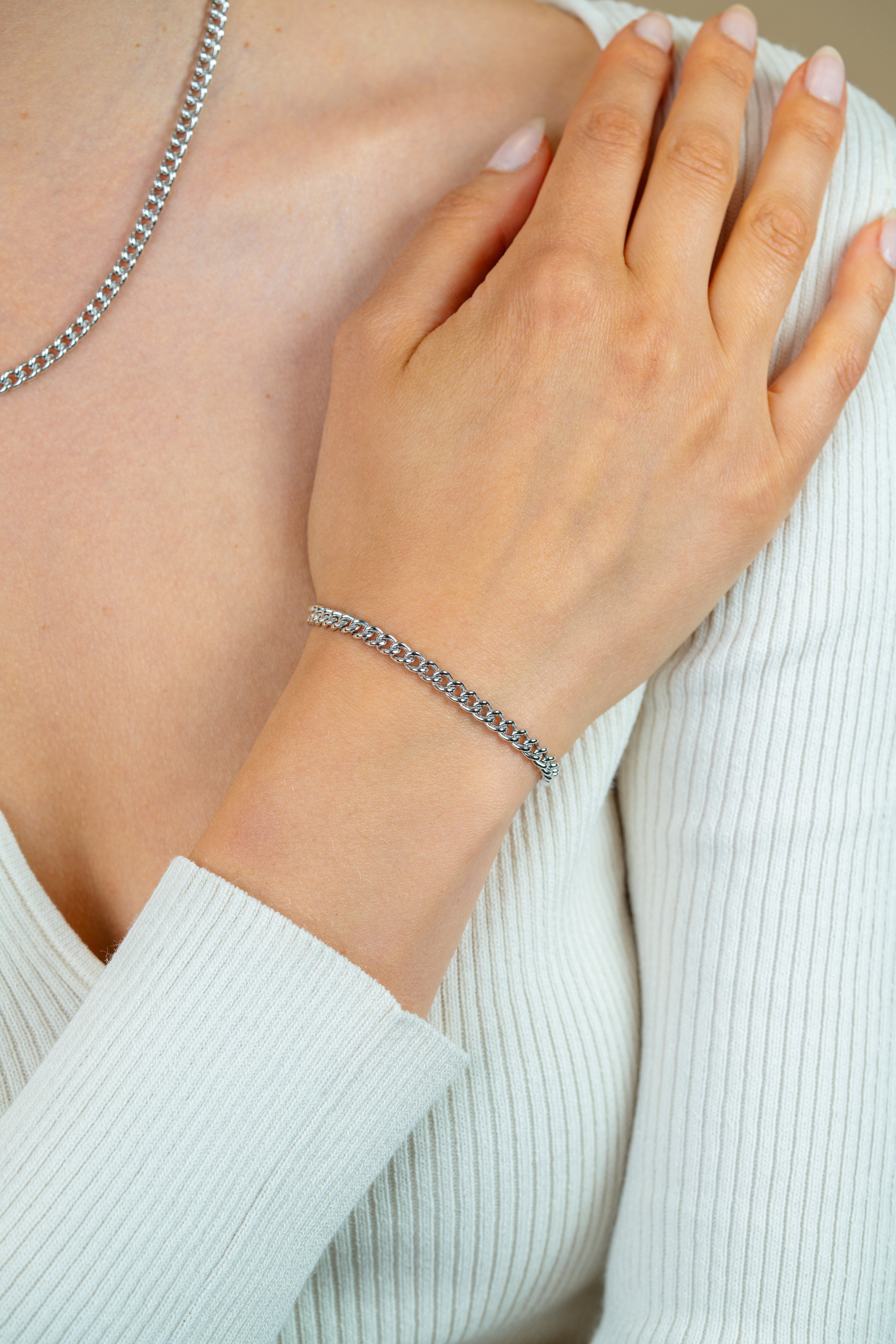 ZINZI zilveren gourmet armband 4,5mm breed 18,5cm ZIA1414