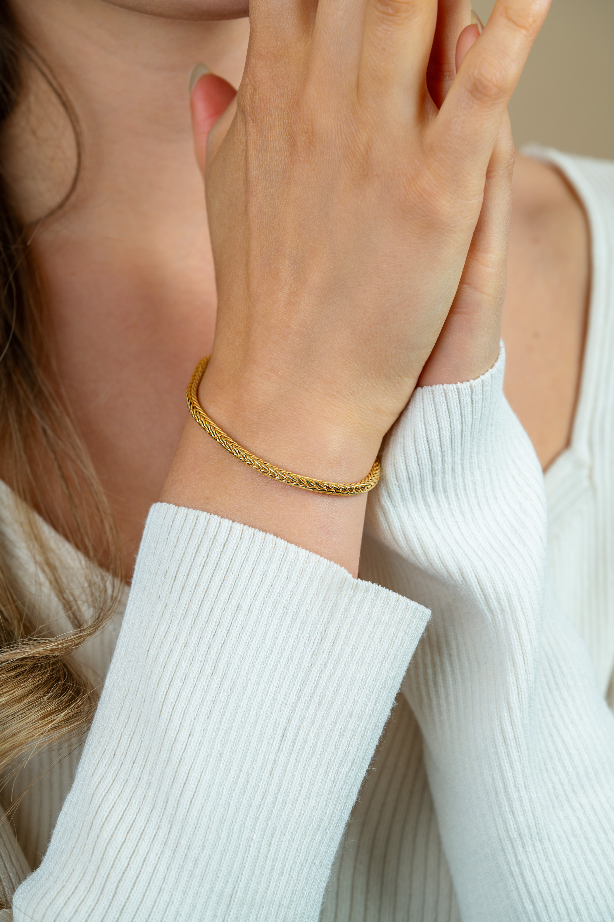 ZINZI zilveren schakelarmband geel verguld vossenstaart 2.5mm breed 19cm ZIA1287G