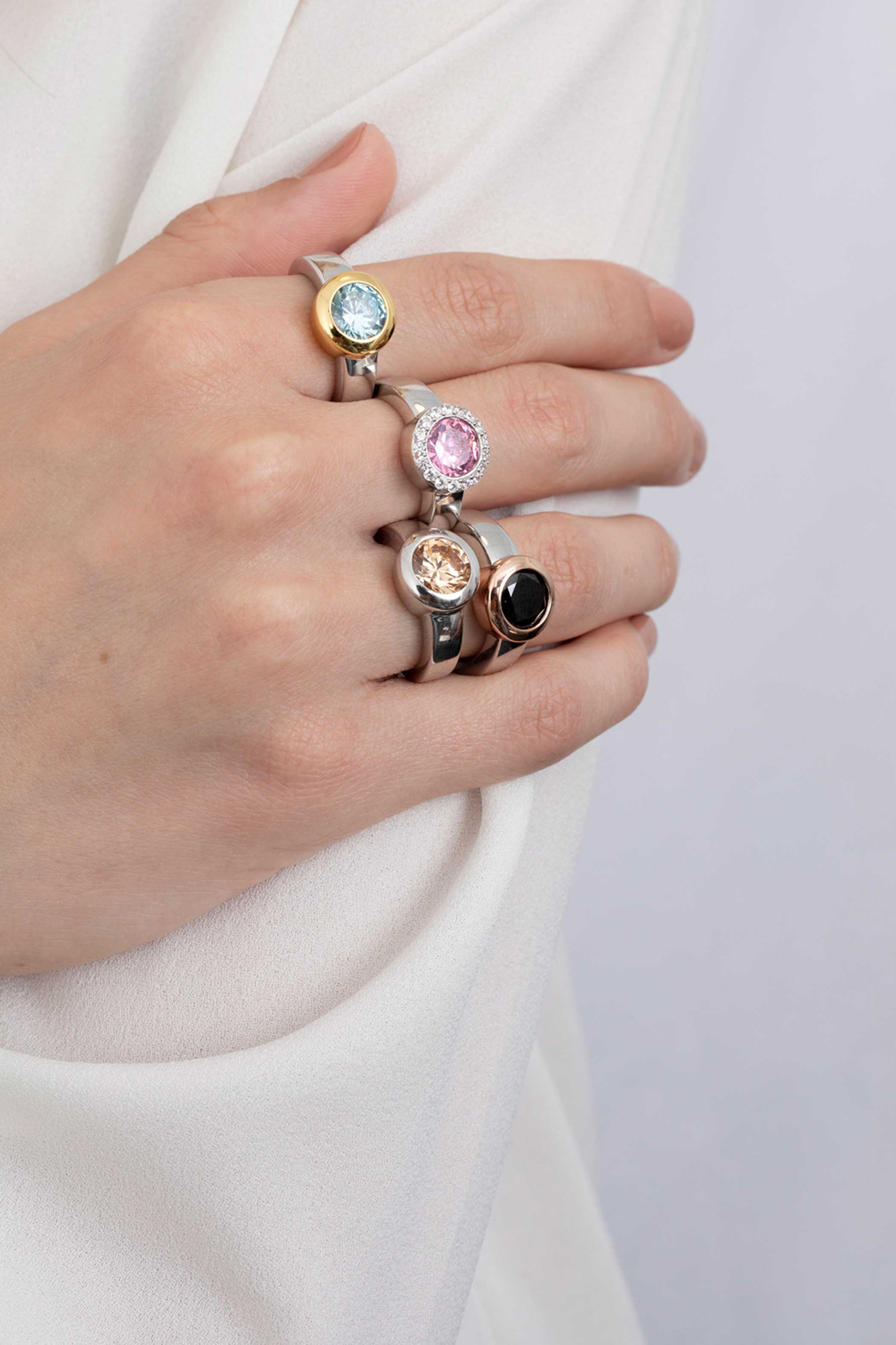 ZINZI zilveren wisselring rosé verguld rond ZIR3