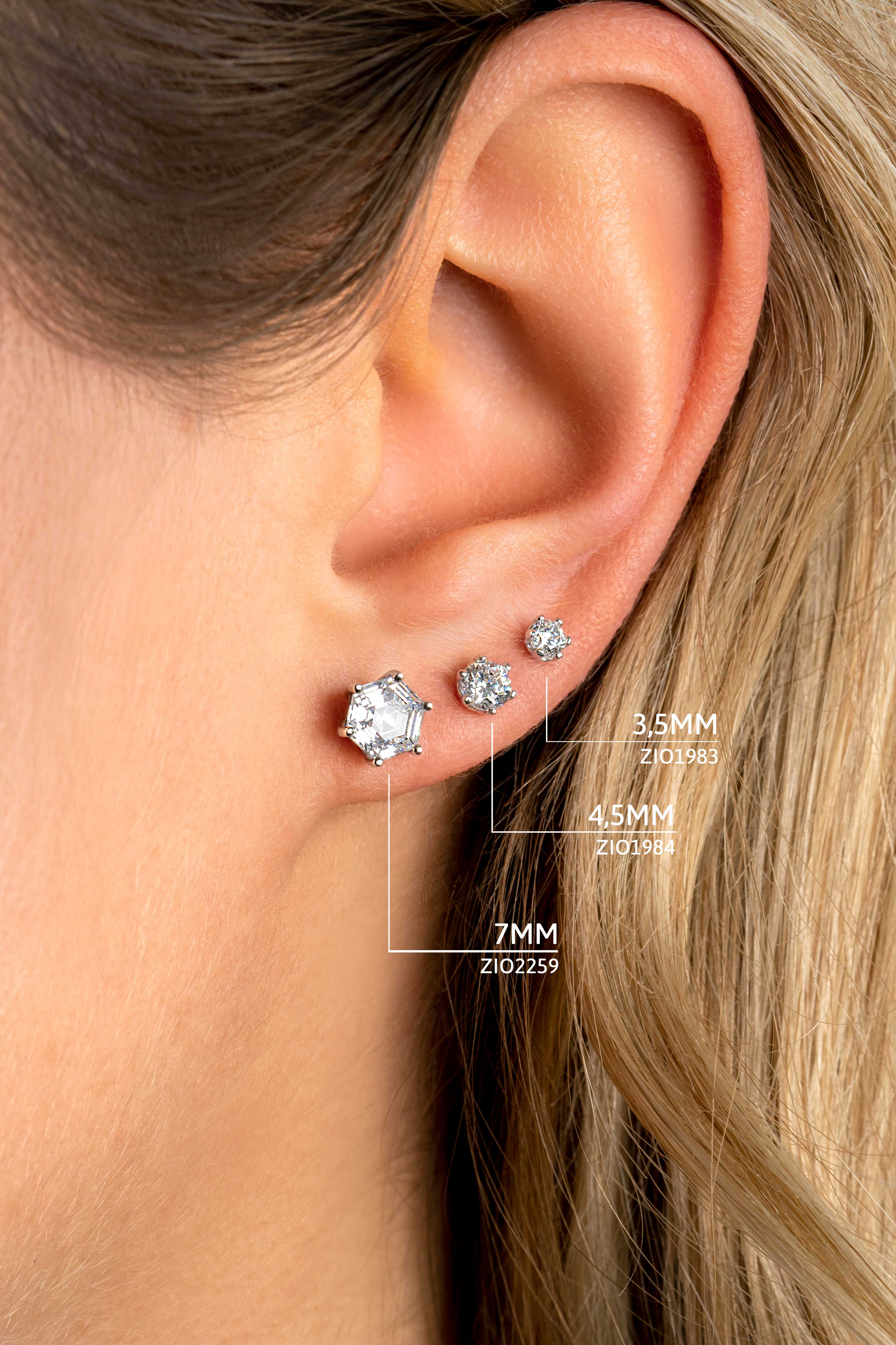 ZINZI zilveren oorknoppen 4,5mm zirconia wit chatonzetting ZIO1984