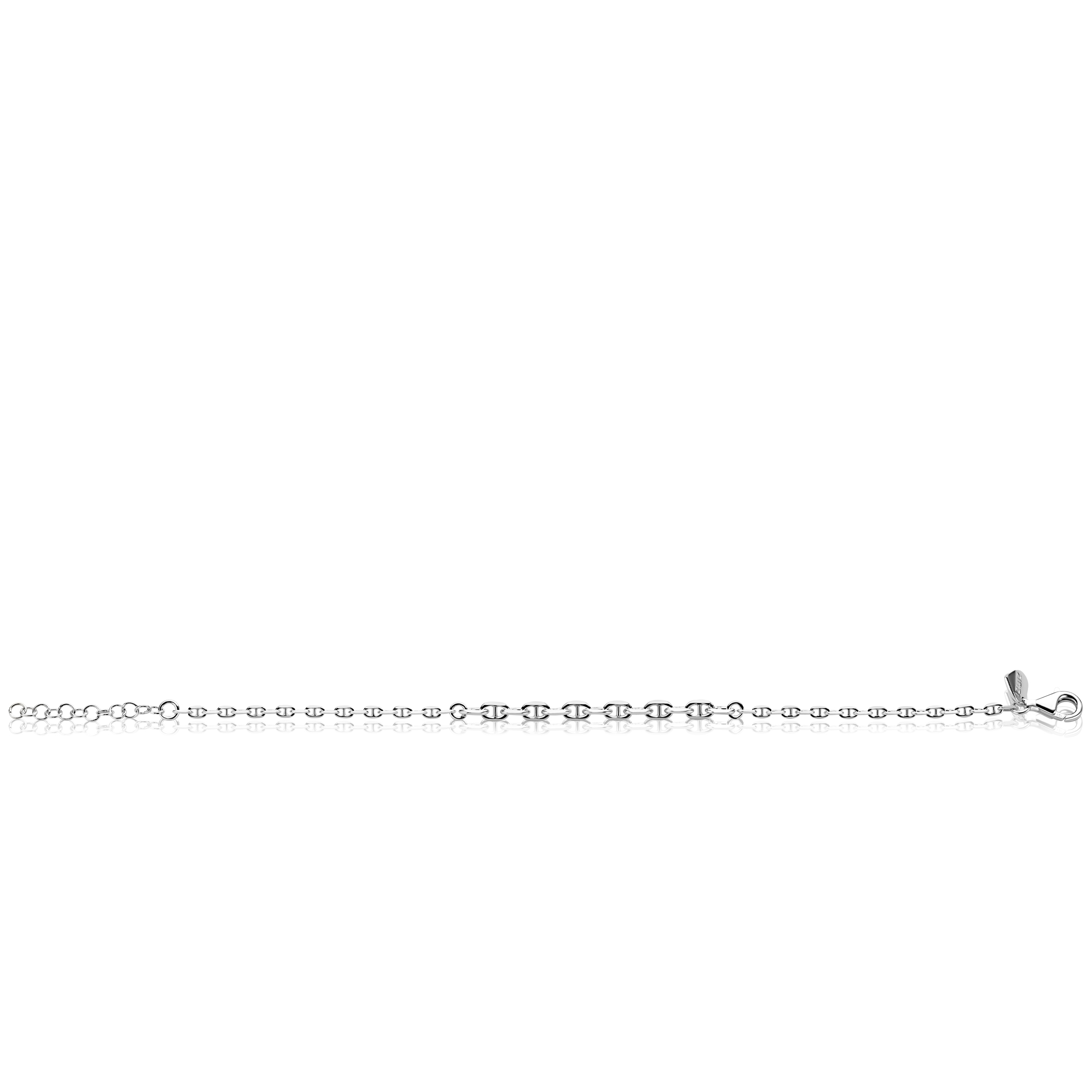 ZINZI zilveren armband met aflopende marine-schakels (3,8mm breed) 17–20cm ZIA2762