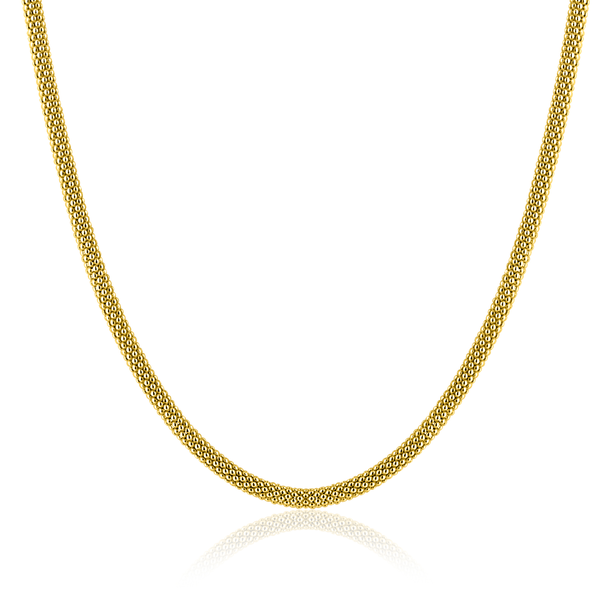 ZINZI gold plated zilveren popcorn ketting 3mm breed 42cm ZIC2765G