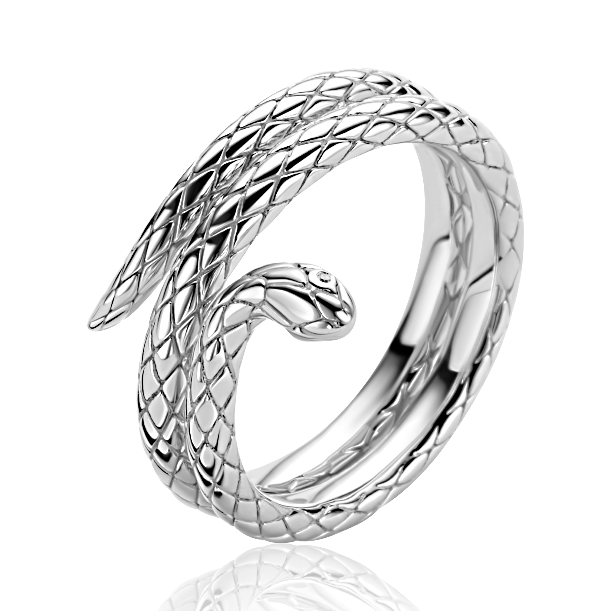 ZINZI zilveren multi-look ring (14mm breed) met slang ZIR2721C