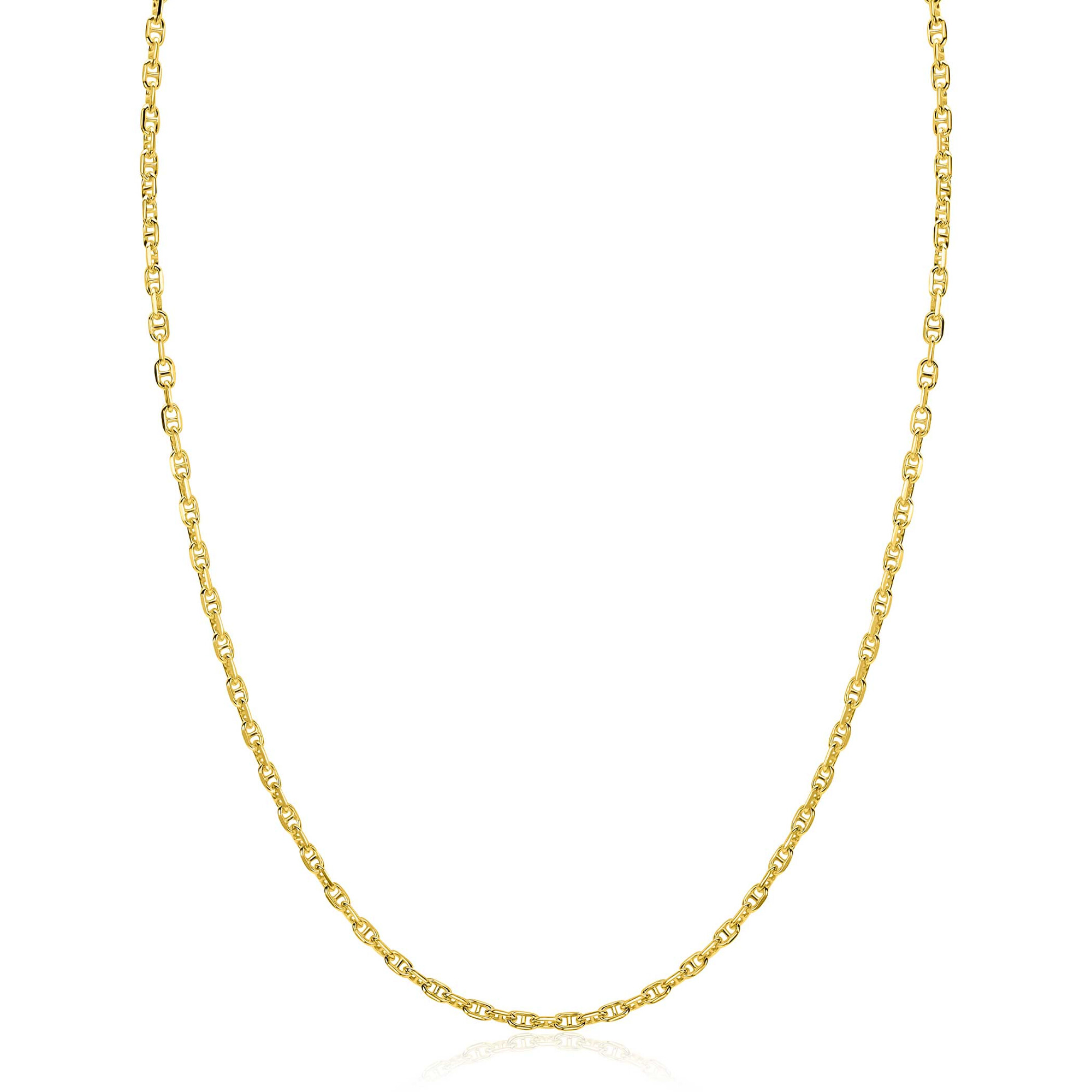 ZINZI gold plated zilveren marine schakel ketting (2,3mm breed) 42-45cm ZIC2841G