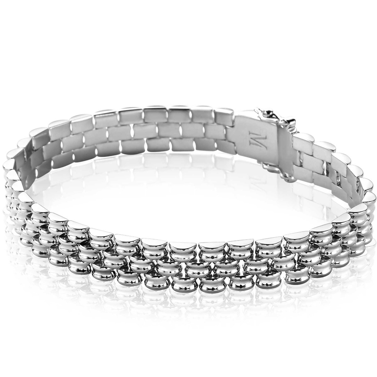 Mart Visser by ZINZI zilveren brede schakel armband 9mm met luxe sluiting MVA22
