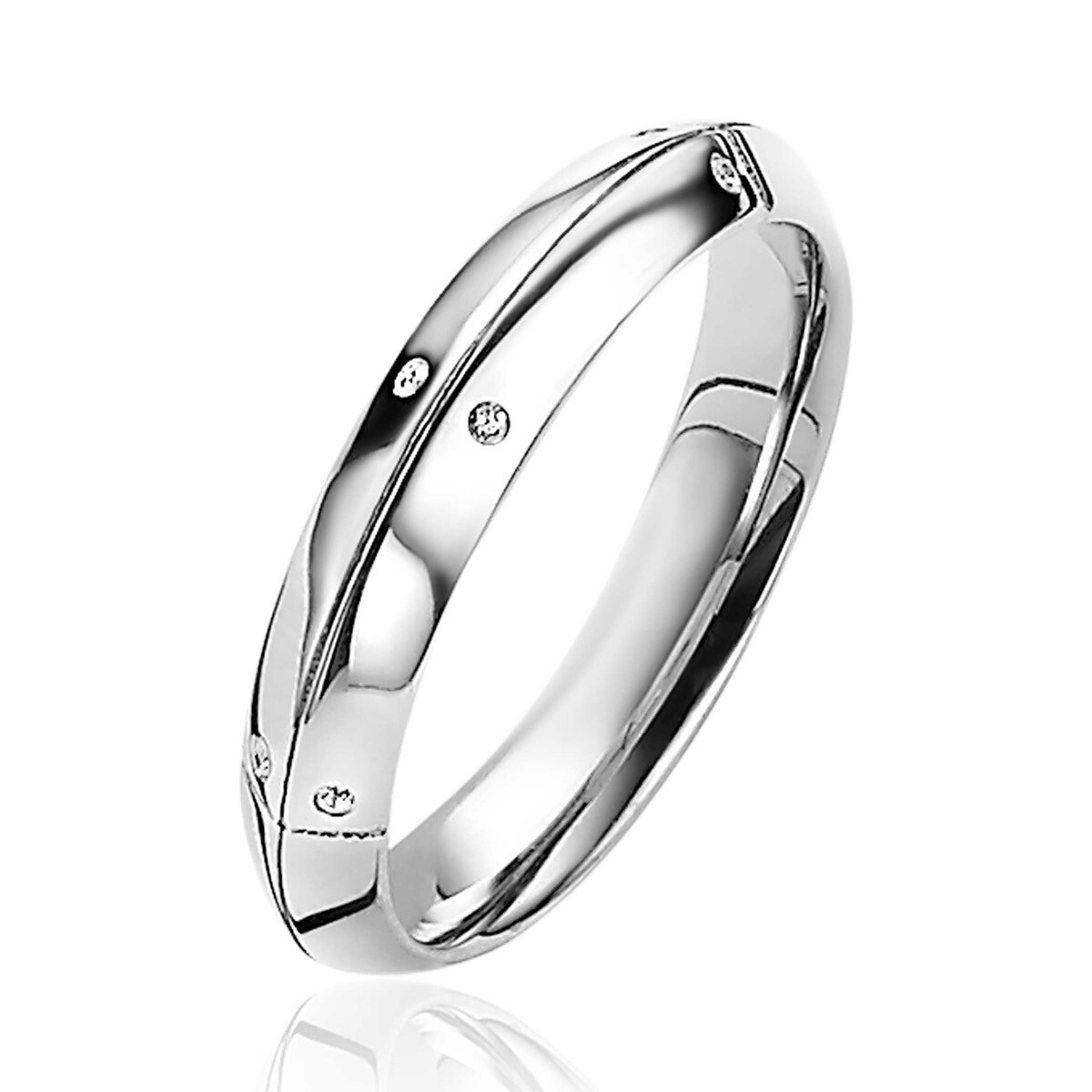 Mart Visser by ZINZI zilveren ring 4mm breed met zes ronde witte zirconia's MVR21
