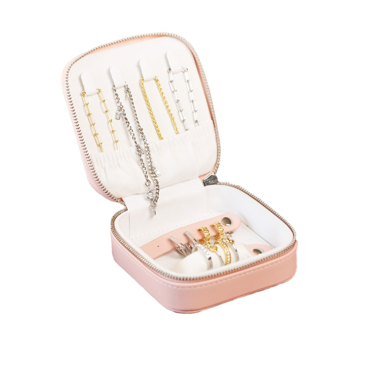 Luxe roze ZINZI sieradendoosje voor op reis