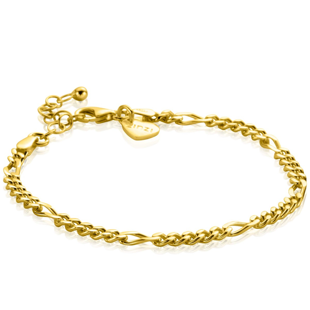 ZINZI gold plated zilveren figaro armband 3,5mm breed ZIA2291G