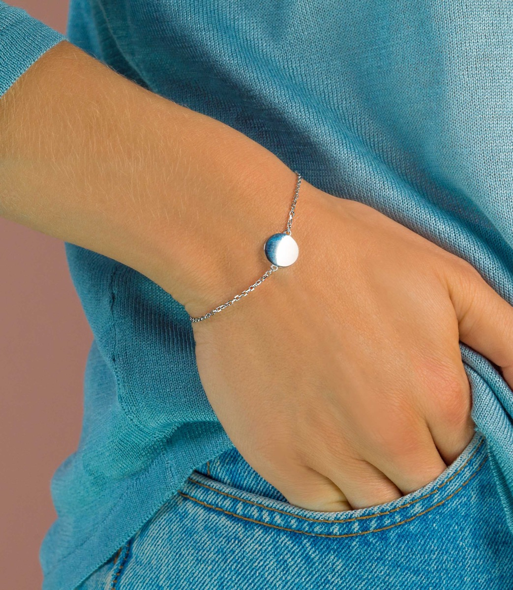 ZINZI zilveren armband met rond plaatje 15mm om te graveren 17-20cm ZIA2345