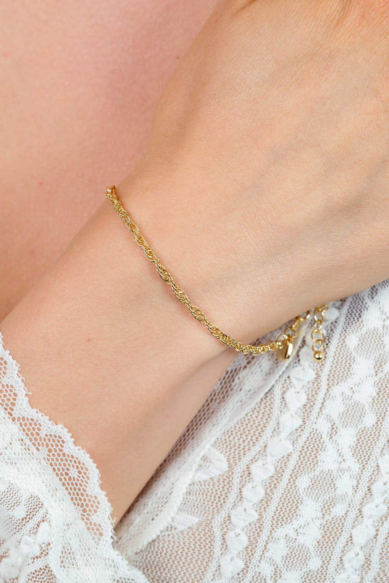 ZINZI gold plated zilveren massieve koord armband (2,6mm breed) 18-20cm ZIA2844G