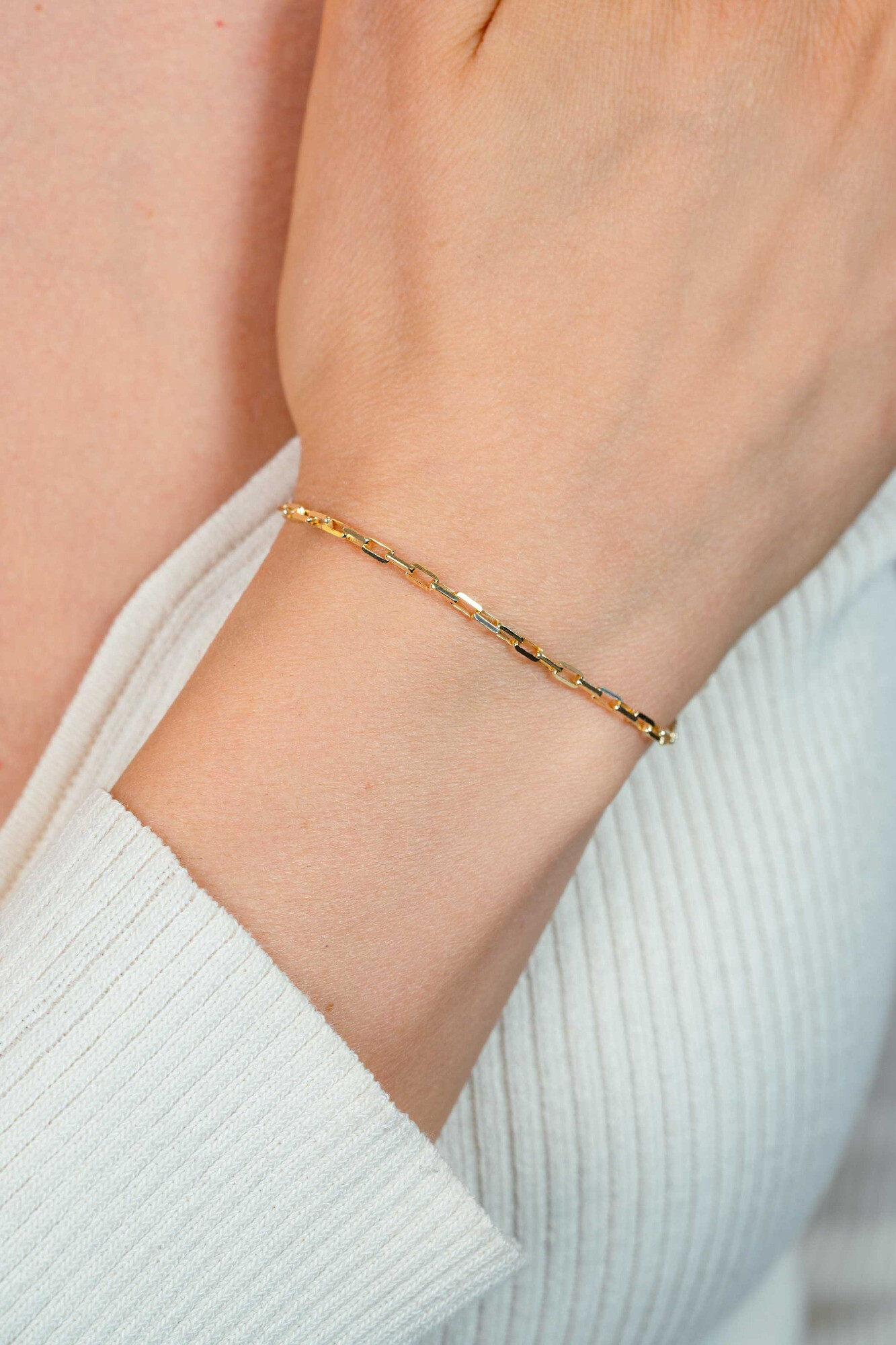 ZINZI gold plated zilveren paperclip schakel armband (2,2mm breed) 18-20cm ZIA2845G