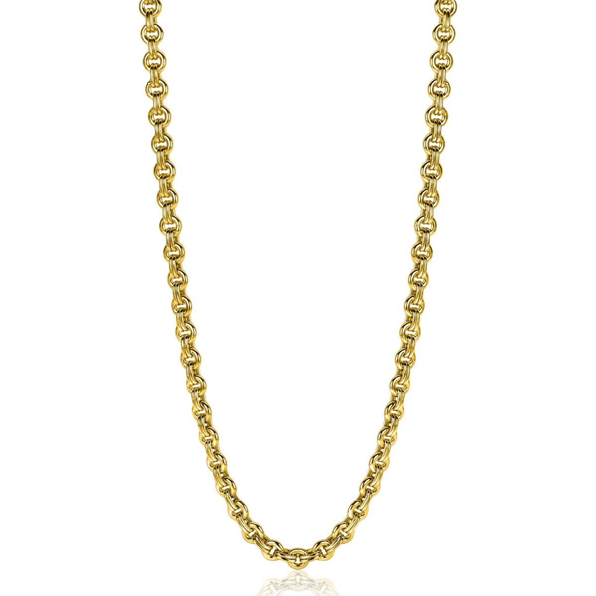 ZINZI zilveren ketting 45cm in14K geelverguld met ronde schakels 5mm breed ZIC2239G