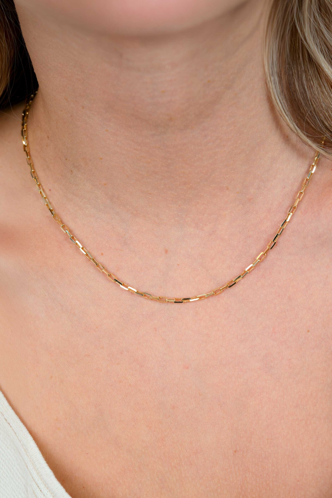 ZINZI gold plated zilveren paperclip schakel ketting (2,2mm breed) 42-45cm ZIC2845G
