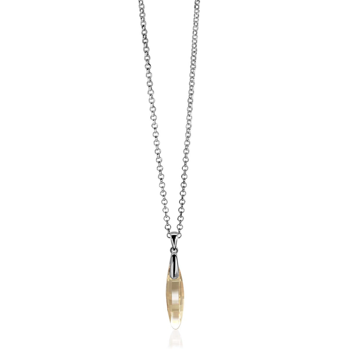 ZINZI zilveren pegelhanger 35mm met champagne Swarovski-crystal ZIH1012C 
