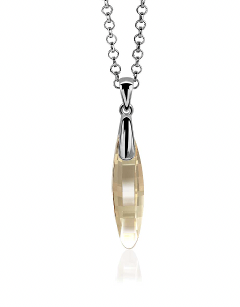 ZINZI zilveren pegelhanger 35mm met champagne Swarovski-crystal ZIH1012C 
