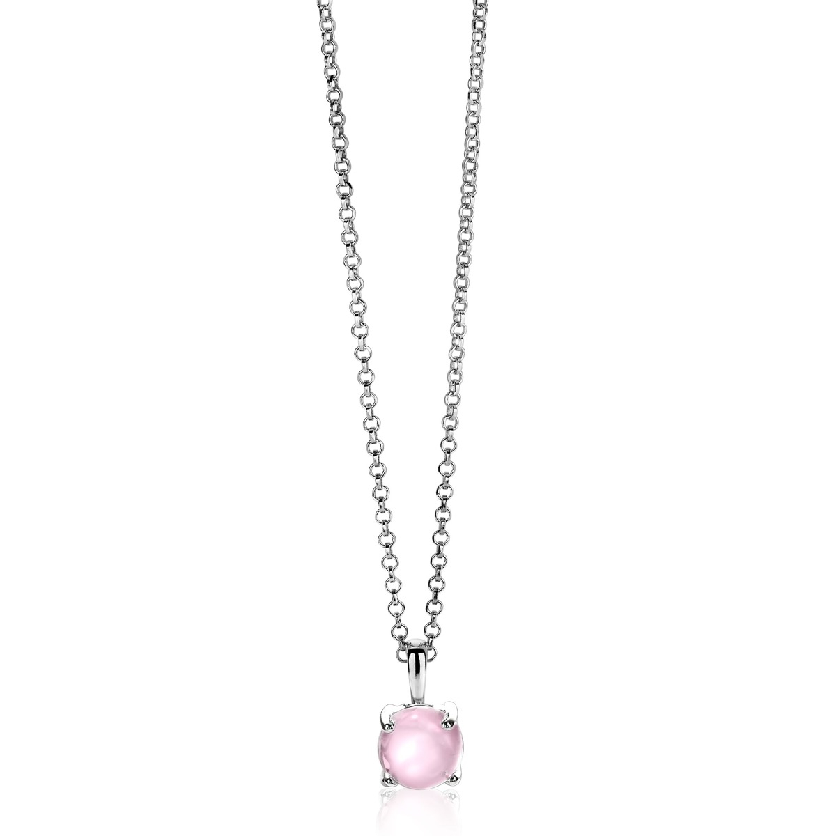 ZINZI zilveren hanger rond zachtroze 14mm ZIH2089R
