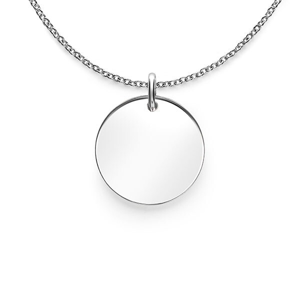 12mm ZINZI zilveren hanger glad rond plaatje voor gravure ZIH2345-12 (zonder collier)