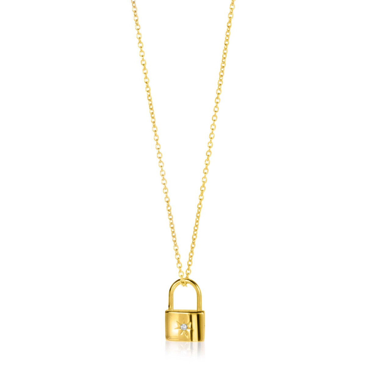 ZINZI gold plated zilveren slot-hanger 15mm met zon-motief en witte zirconia ZIH2356 (zonder collier)