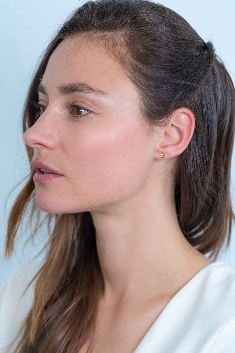 ZINZI zilveren oorknoppen 14K geel verguld bolletjes witte zirconia ZIO2174G