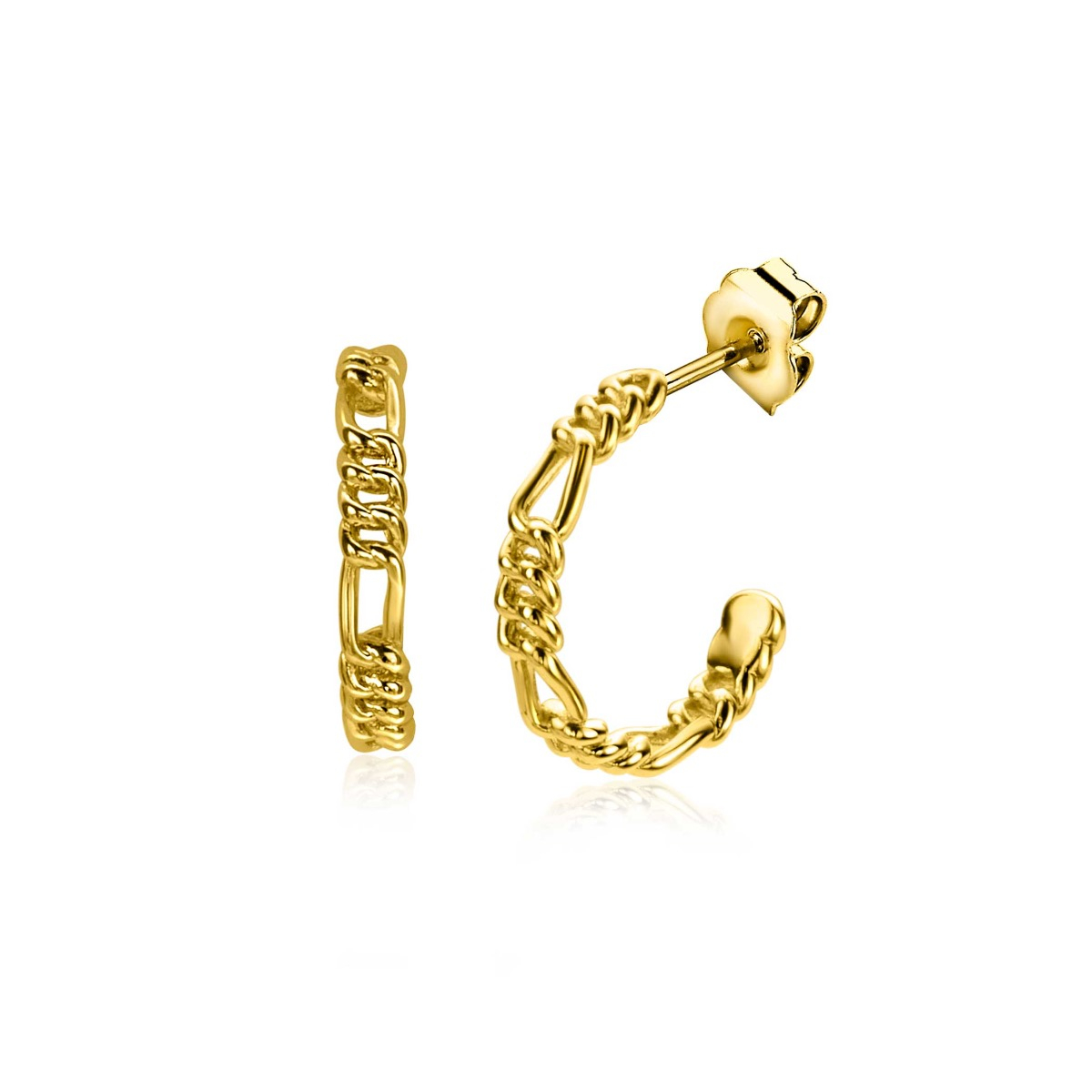 ZINZI gold plated zilveren oorsieraden met figaro schakels 17x3mm ZIO2291G