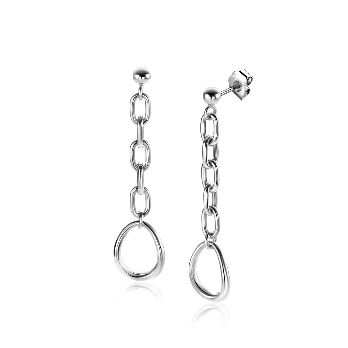 45mm ZINZI zilveren oorstekers met ovale schakels en ovale hanger ZIO2481