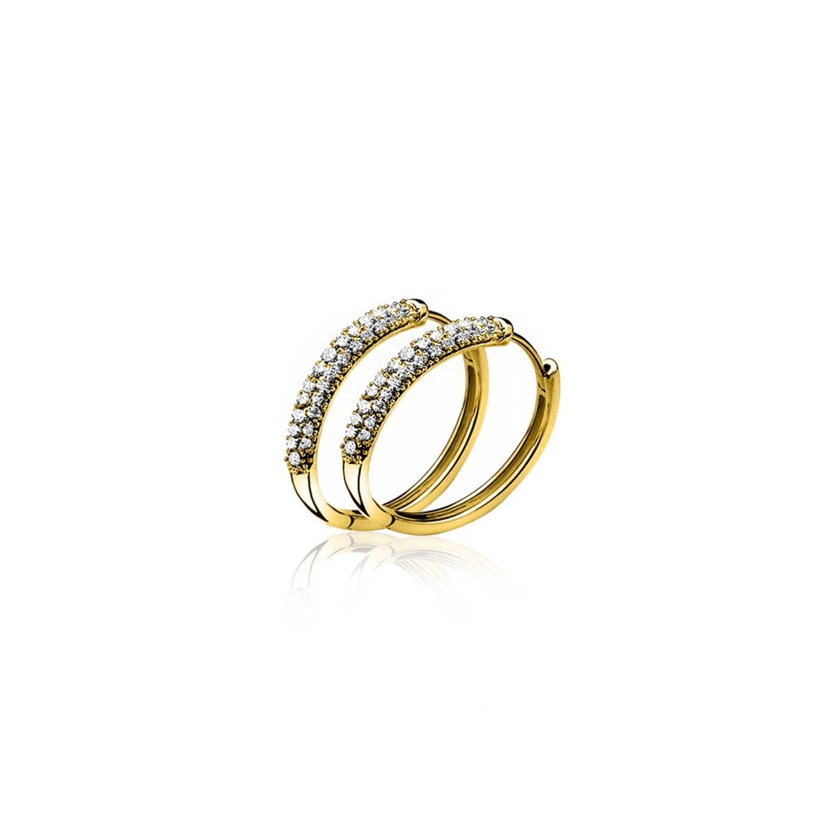 ZINZI gold plated zilveren oorringen  14 x 3mm witte zirconia's ZIO660G