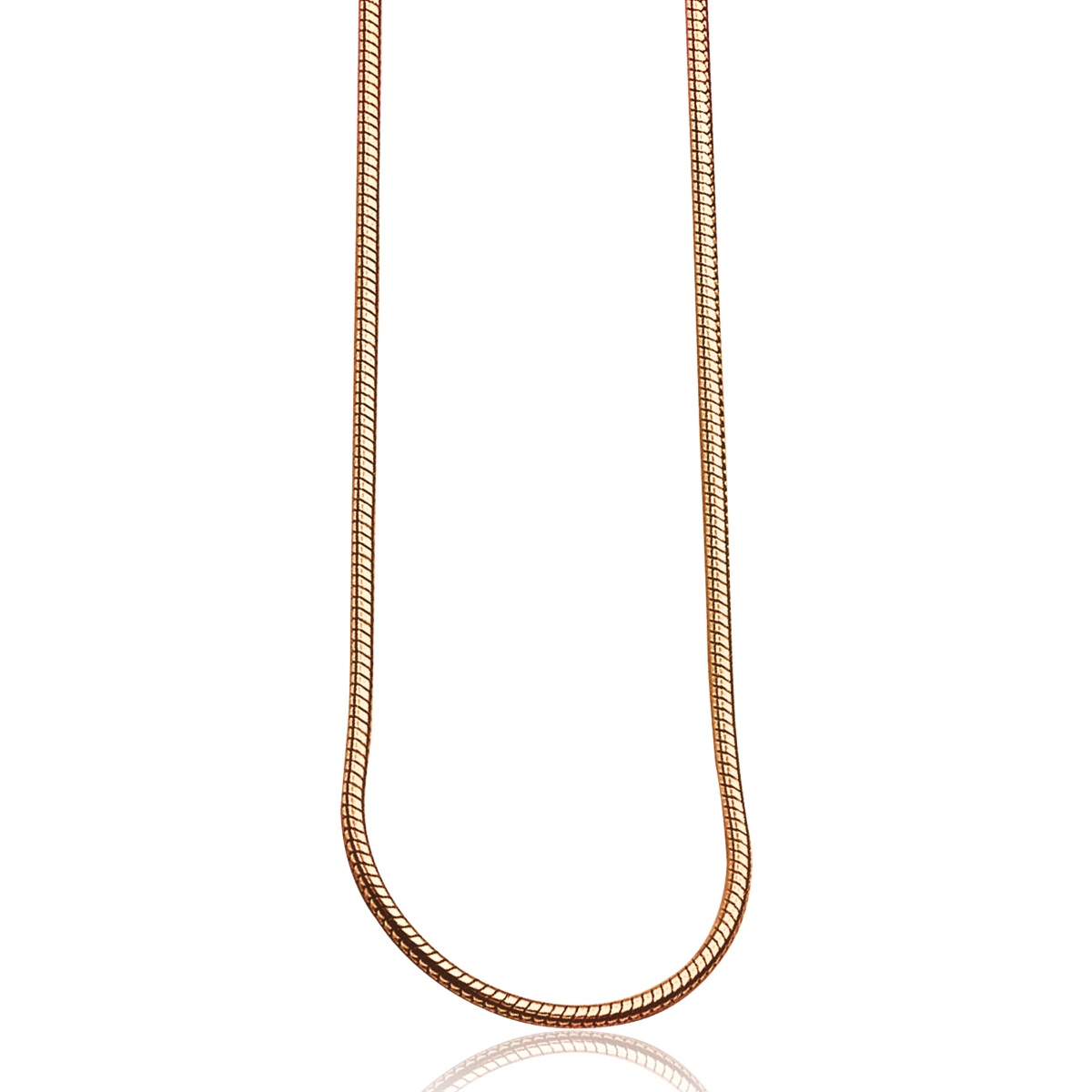 ZINZI zilveren slangen collier rosé verguld 1mm breed 45cm ZISL45R