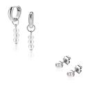 Xmas Giftset: Twee paar zilveren oorsieraden met witte parels, perfect op elkaar afgestemd in één feestelijke set (ZICH2734,ZIO194 en ZIO1318) GIFTSET16