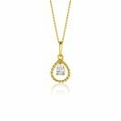 16mm ZINZI Gold 14 krt gouden hanger met open druppelvorm en peervormige witte zirconia ZGH478 (zonder collier)
