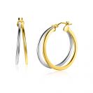 25mm ZINZI Gold 14 krt gouden bicolor oorringen met een trendy dubbele buis. Voor een multi-look uitstraling. ZGO339B