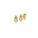 7mm ZINZI Gold 14 krt gouden fantasie oorstekers, bezet met witte zirkonia's ZGO545