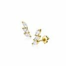 7mm ZINZI Gold 14 krt gouden oorknoppen met drie ovale witte zirkonia's ZGO518