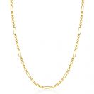 ZINZI Gold 14 karaat gouden massieve ketting met lange paperclip-schakels gecombineerd met jasseron schakels 41-43cm ZGC495
