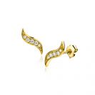 10mm ZINZI Gold 14 krt gouden fantasie oorknoppen in bladvorm met 5 witte zirkonia's ZGO516