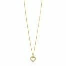 ZINZI Gold 14 krt gouden anker ketting met sierlijk open hartje (7mm), bezet met witte zirconia's 40-42,5cm ZGC450
