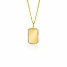 14mm ZINZI Gold 14 krt gouden graveerplaat in rechthoeksvorm van 14 x 9mm en met chique witgouden parelrand ZGH365-14 (zonder collier)