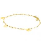 ZINZI Gold 14 krt gouden armband met trendy paperclip schakels 1,8mm breed met drie gladde harten, lengte 19cm ZGA342