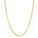 ZINZI Gold 14 karaat gouden massieve ketting met valkenoog schakels en glimmende plaatjes 2,6mm breed 41-43cm ZGC499
