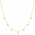 ZINZI Gold 14 krt gouden anker ketting met zeven ronde hangertjes, bezet met witte zirconia's 40-43cm ZGC451
